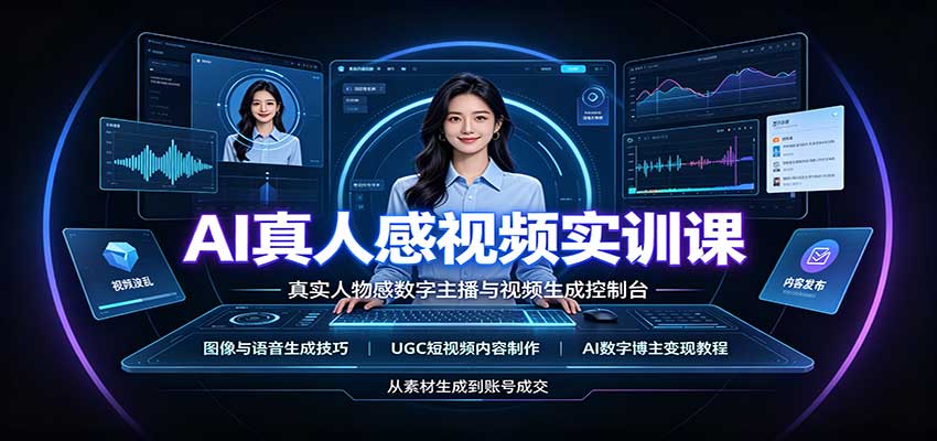 AI真人感视频实训课:图像语音生成,UGC内容制作,AI数字博主变现教程