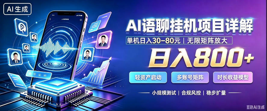 AI聊天挂G项目,日入800+,适用个人副业,支持工作室矩阵操作,放大收益
