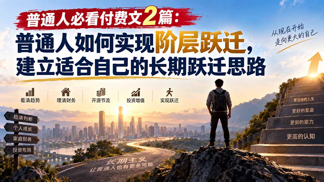 （20262期）普通人必看付费文2篇：普通人如何实现阶层跃迁，建立适合自己的长期跃迁思路