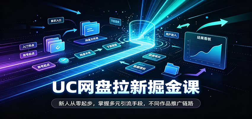UC网盘拉新掘金课:新人从零起步,掌握多元引流手段,不同作品推广链路