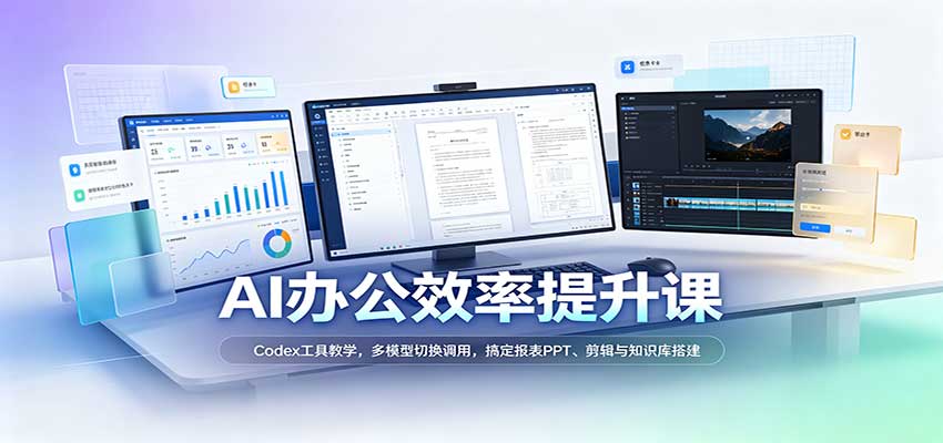 AI办公效率提升课:Codex工具教学,多模型切换调用,搞定报表PPT、剪辑与知识库搭建