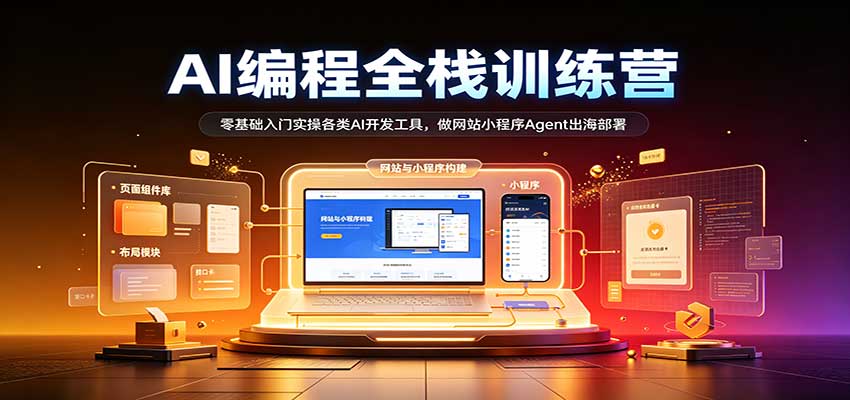 AI编程全栈训练营::零基础入门实操各类AI开发工具,做网站小程序Agent出海部署