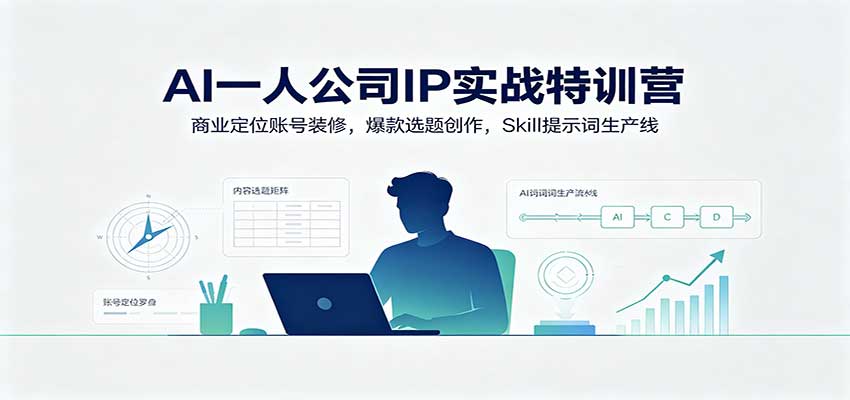 AI一人公司IP实战特训营:商业定位账号装修,爆款选题创作,Skill提示词生产线