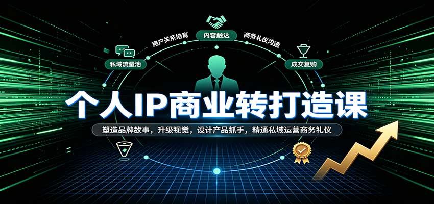 个人IP商业打造课:塑造品牌故事,升级视觉,设计产品抓手,精通私域运营商务礼仪