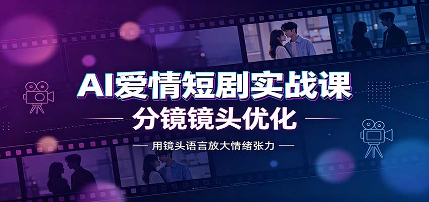 AI爱情短剧实战课:故事剧本创作,分镜镜头优化,智能体提示词