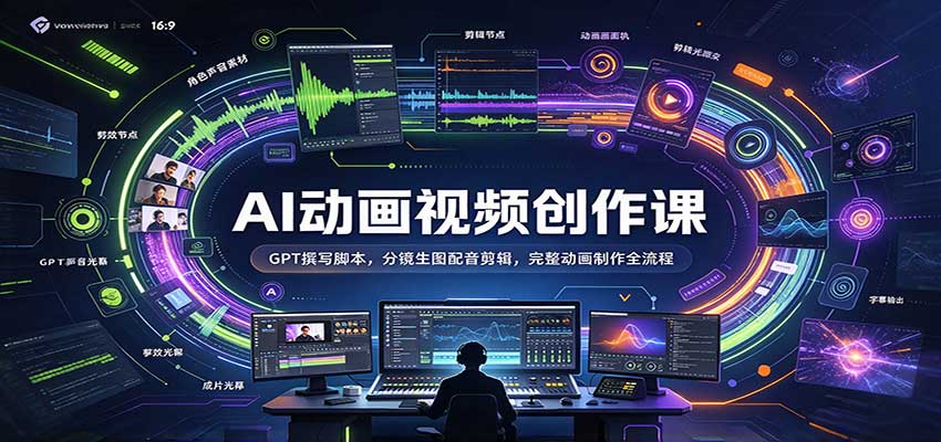 AI动画视频创作课:GPT撰写脚本,分镜生图配音剪辑,完整动画制作全流程