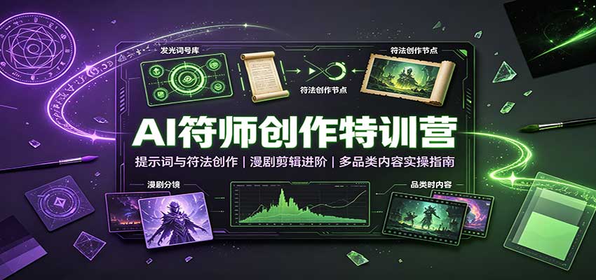 AI符师创作特训营:提示词与符法创作,漫剧剪辑进阶,多品类内容实操指南