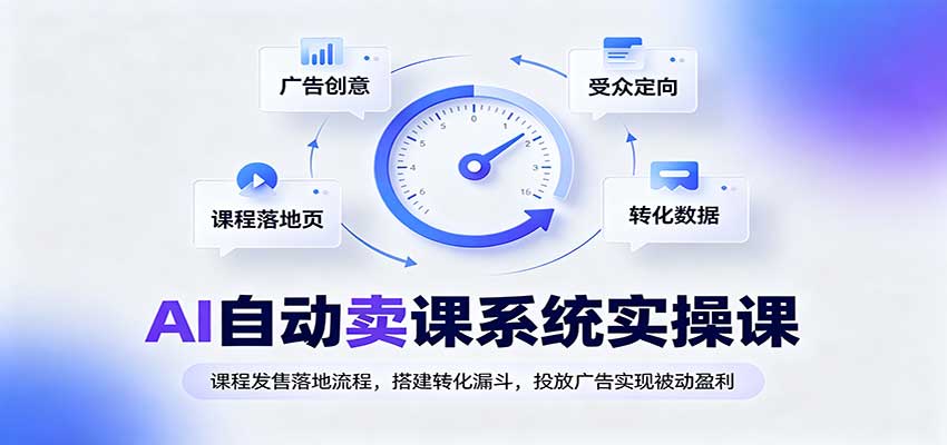 AI自动卖课系统实操课:课程发售落地流程,搭建转化漏斗,投放广告实现被动盈利