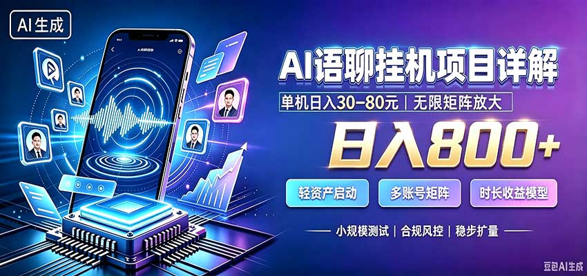AI语聊挂机,日入800+,适用个人副业,工作室矩阵操作