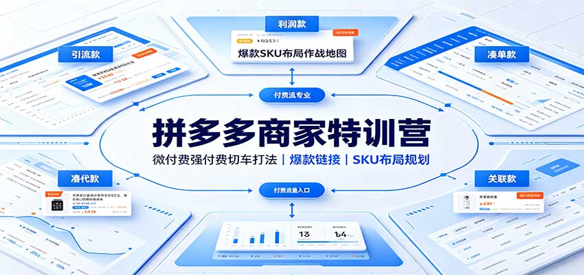 拼多多商家特训营：微付费强付费切车打法，爆款链接，SKU布局规划