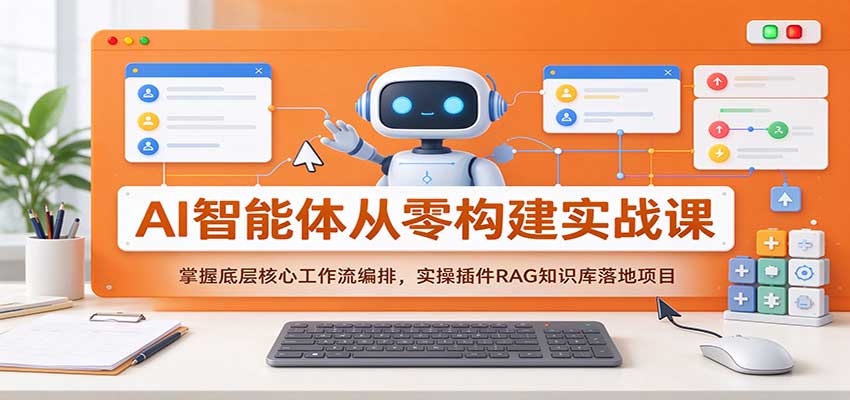AI智能体从零构建实战课：掌握底层核心工作流编排，实操插件RAG知识库落地项目