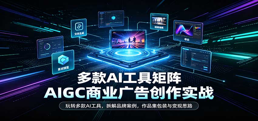 AIGC商业广告创作实战:玩转多款AI工具,拆解品牌案例,作品集包装与变现思路