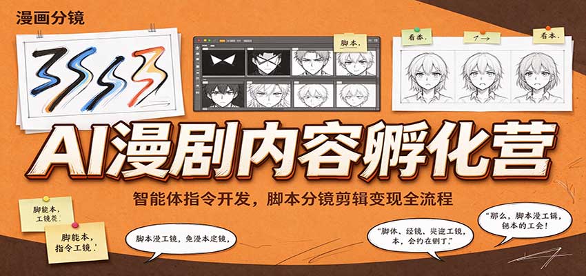 AI漫剧内容孵化营：智能体指令开发，脚本分镜剪辑变现全流程