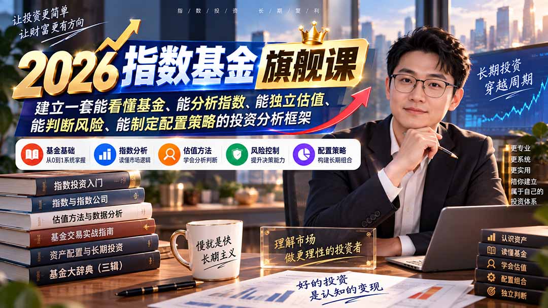 （20298期）2026指数基金旗舰课｜建立一套能看懂基金、能分析指数、能独立估值、能判断风险、能制定配置策略的投资分析框架