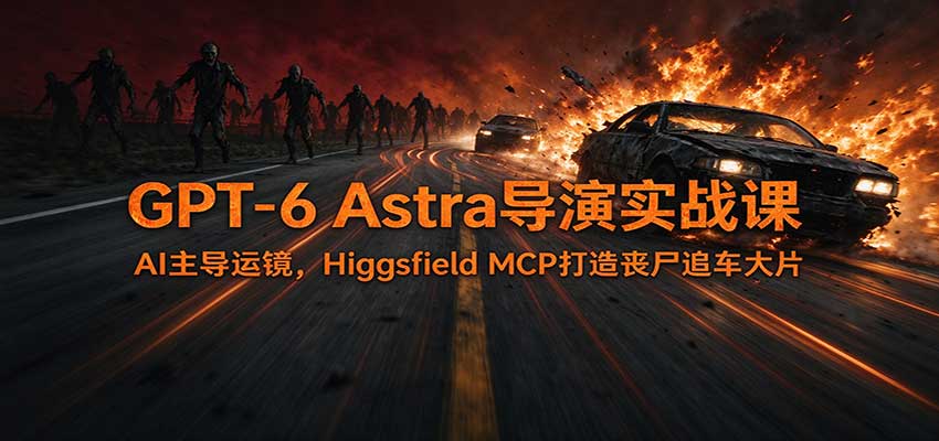 GPT-6 Astra导演实战课:AI主导运镜,Higgsfield MCP打造丧尸追车大片