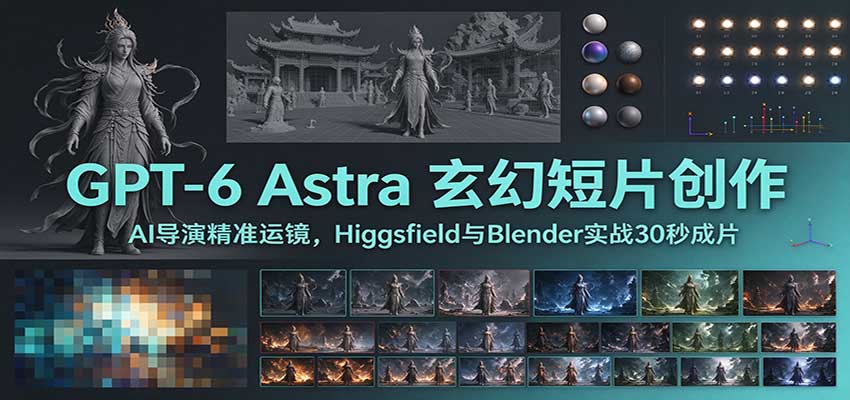 GPT-6 Astra 玄幻短片创作:AI导演精准运镜,Higgsfield与Blender实战30秒成片