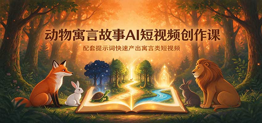 动物寓言故事AI短视频创作课:配套提示词快速产出寓言类短视频