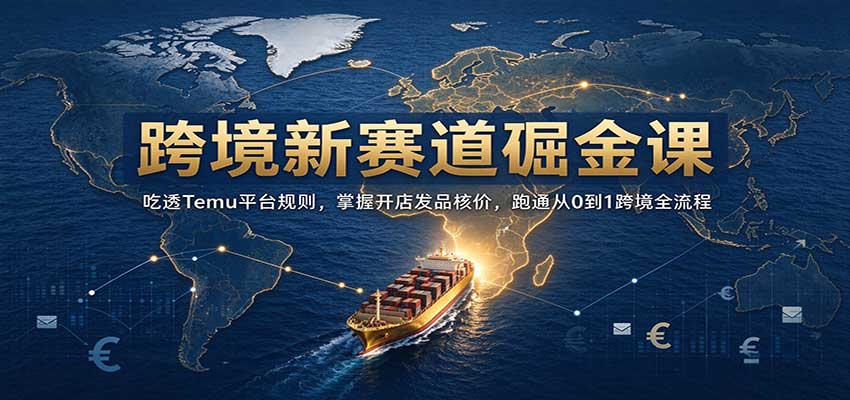 跨境新赛道掘金课：吃透Temu平台规则，掌握开店发品核价，跑通从0到1跨境全流程