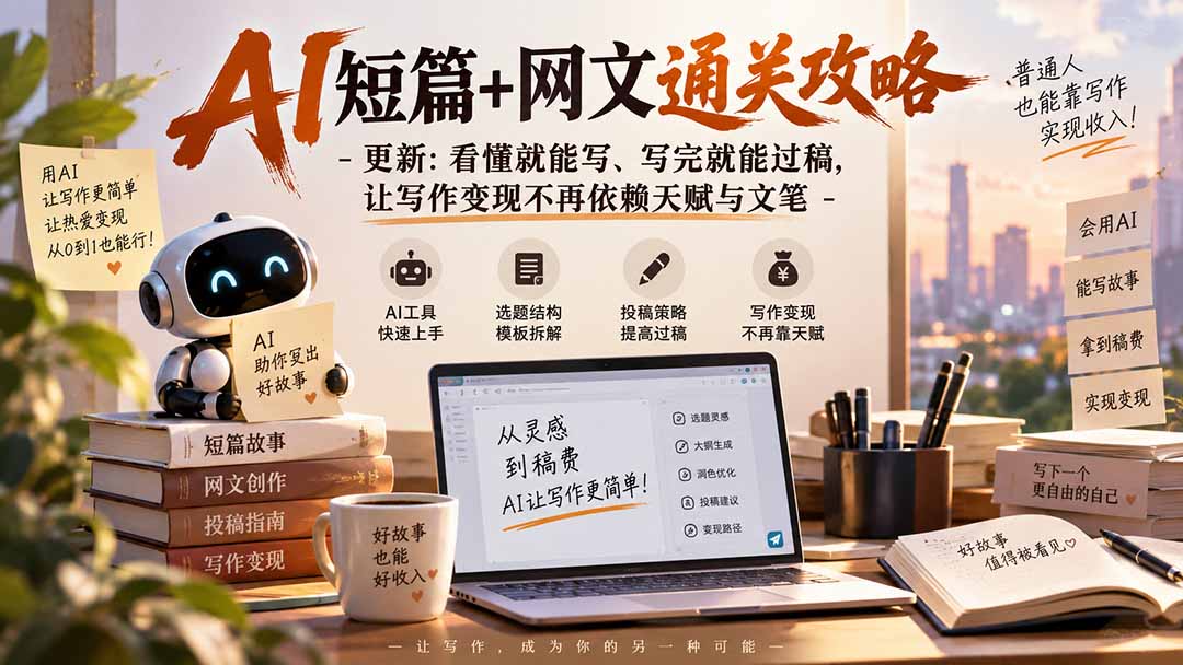 （20861期）AI短篇+网文通关攻略-更新1009：看懂就能写、写完就能过稿，让写作变现不再依赖天赋与文笔