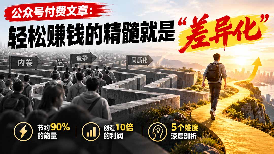 (20779期)公众号付费文章:轻松赚钱的精髓就是“差异化”
