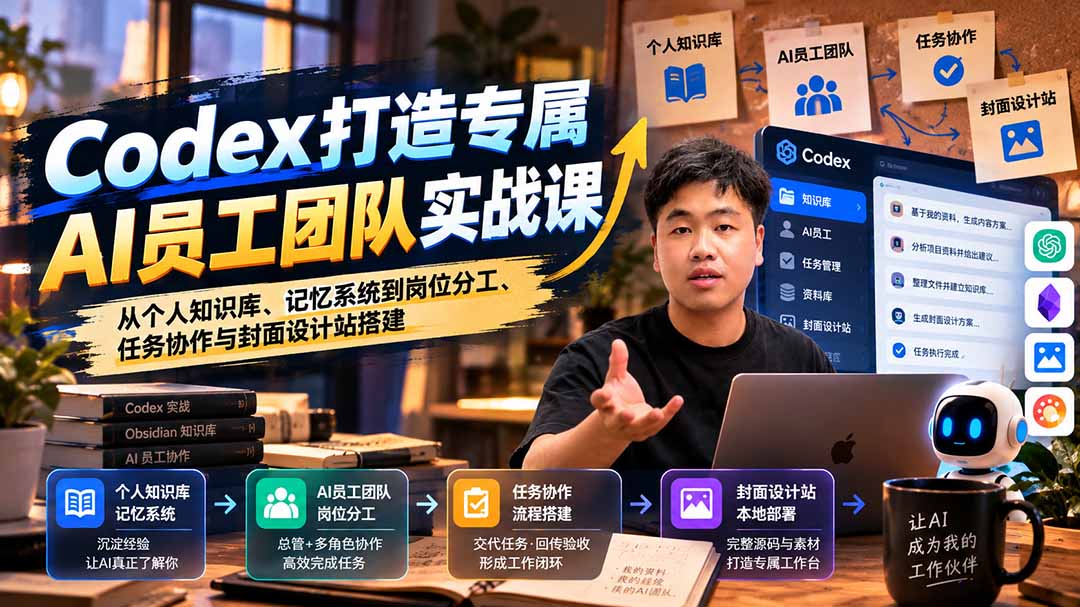 （20916期）【无水印】Codex打造专属AI员工团队实战课：从个人知识库、记忆系统到岗位分工、任务协作与封面设计站搭建