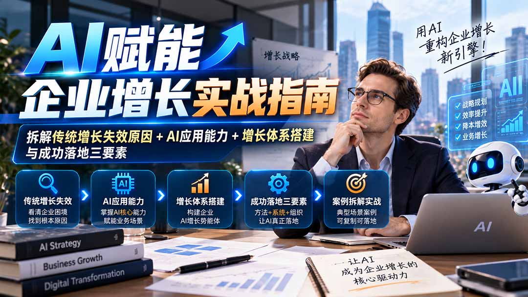 (20850期)【无水印】AI赋能企业增长实战指南:拆解传统增长失效原因+AI应用能力+增长体系搭建与成功落地三要素