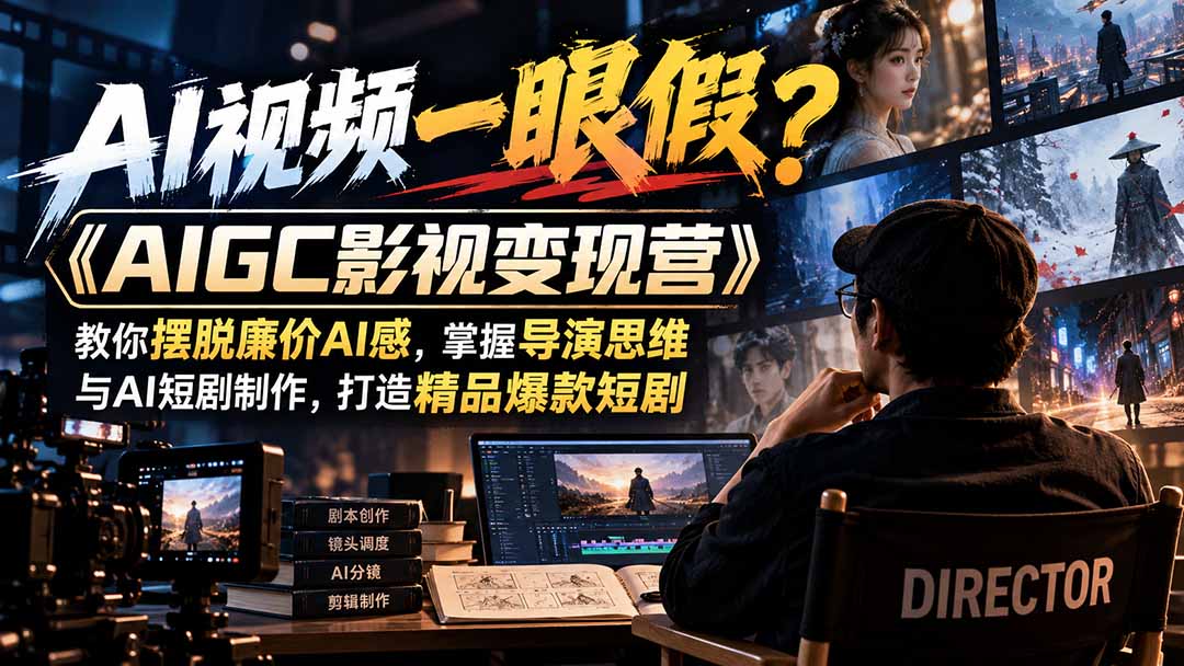 （21133期）【无水印】AI视频一眼假？《AIGC影视变现营》教你摆脱廉价AI感，掌握导演思维与AI短剧制作，打造精品爆款短剧
