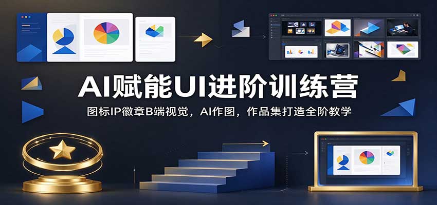AI赋能UI进阶训练营:图标IP徽章B端视觉,AI作图,作品集打造全阶教学