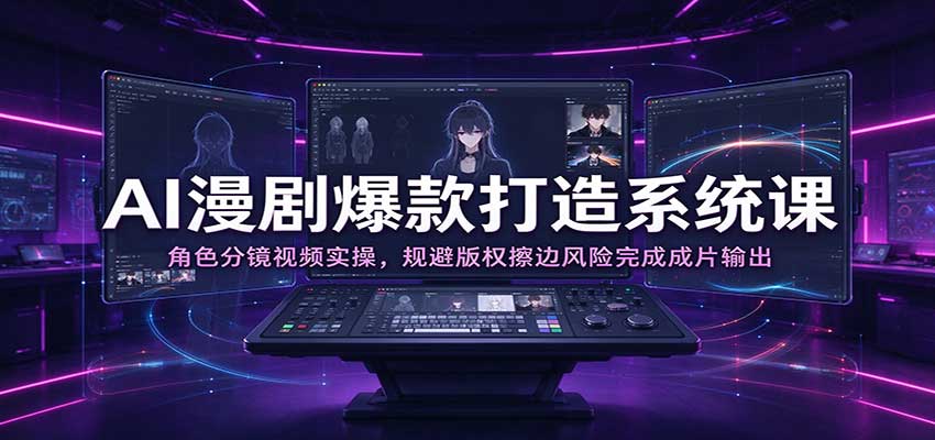 AI漫剧爆款打造系统课:角色分镜视频实操,规避版权擦边风险完成成片输出
