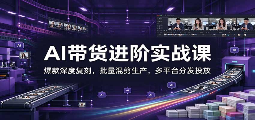 AI带货进阶实战课:爆款深度复刻,批量混剪生产,多平台分发投放