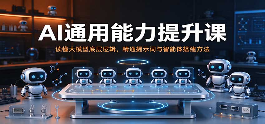 AI通用能力提升课:读懂大模型底层逻辑,精通提示词与智能体搭建方法