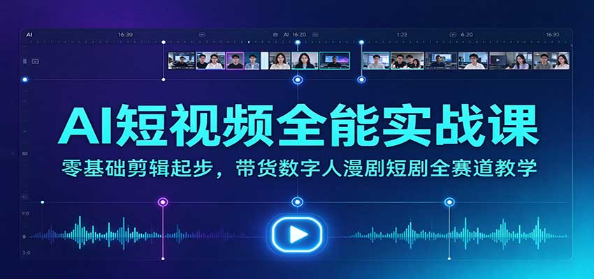 AI短视频全能实战课:零基础剪辑起步,带货数字人漫剧短剧全赛道教学