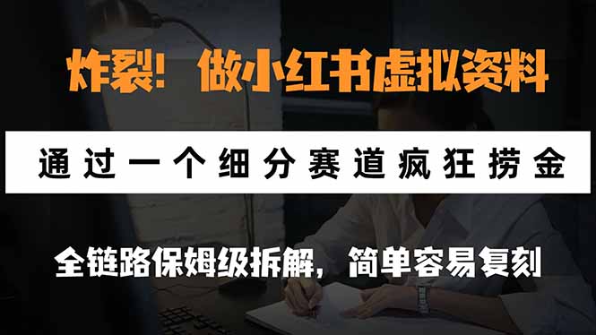 (21206期)炸裂!做小红书虚拟资料,通过一个细分赛道疯狂捞金,全链路保姆级拆解,简单容易复刻