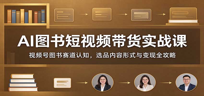 AI图书短视频带货实战课:视频号图书赛道认知,选品内容形式与变现全攻略