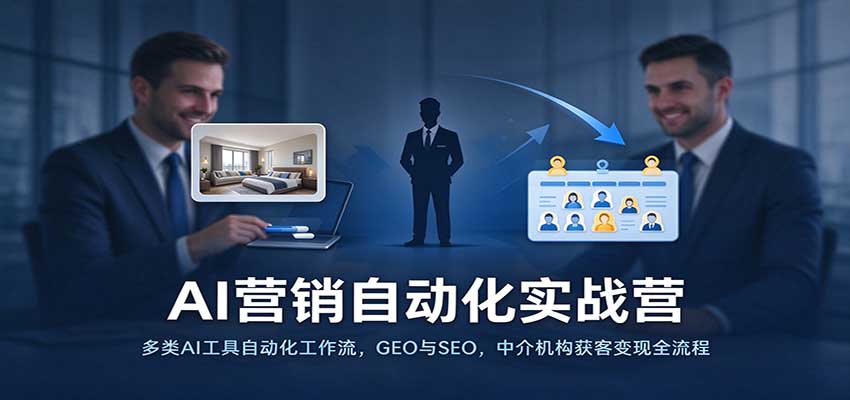AI营销自动化实战营：多类AI工具自动化工作流，GEO与SEO，中介机构获客变现全流程