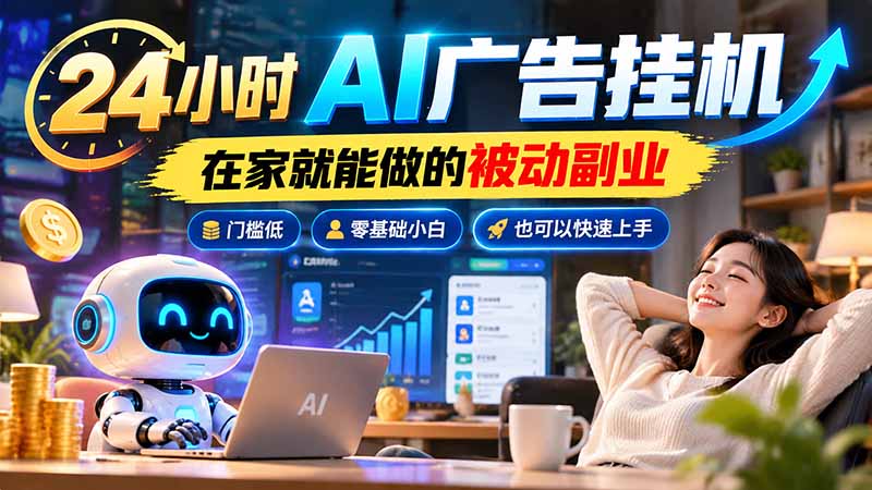 (21118期)24小时AI广告挂机|在家就能做的被动副业