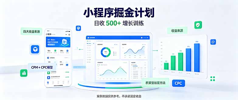 (21046期)一部手机日入500+,微信小程序掘金计划,四种收入来源,长期稳定可靠